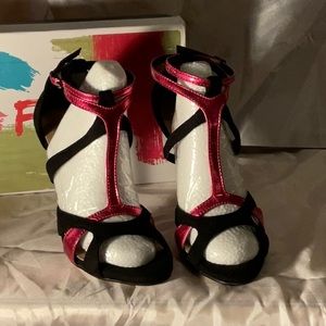 NEW FSJ Black T Strap High Heel